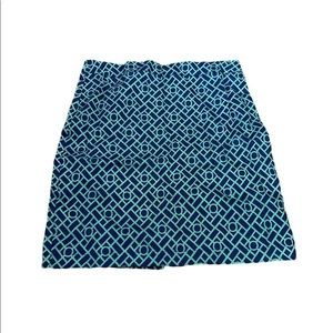 Haley & The‎ Hound Green and Blue Print Pencil Skirt Geometric Design Size 8